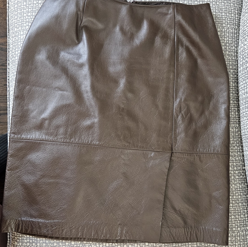 Natural Leather Brown Skirt